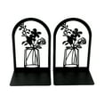 thumbnail image 2 of Bookshelf Book Ends Hollow Flower Carved Pattern Vase Bookends L-Shaped Design Anti-Slip Book Holder, 2 of 8