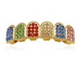 thumbnail image 1 of Grillz dentales de hip hop unisex, de color plateado, con tapas de diamantes de imitación y boca superior e inferior, joyería corporal rockera., 1 of 4