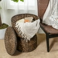 thumbnail image 5 of happimess SAT1000B Bhola 18" Hourglass Handwoven Hyacinth Storage Accent Table with Lid, Brown Wash, 5 of 9