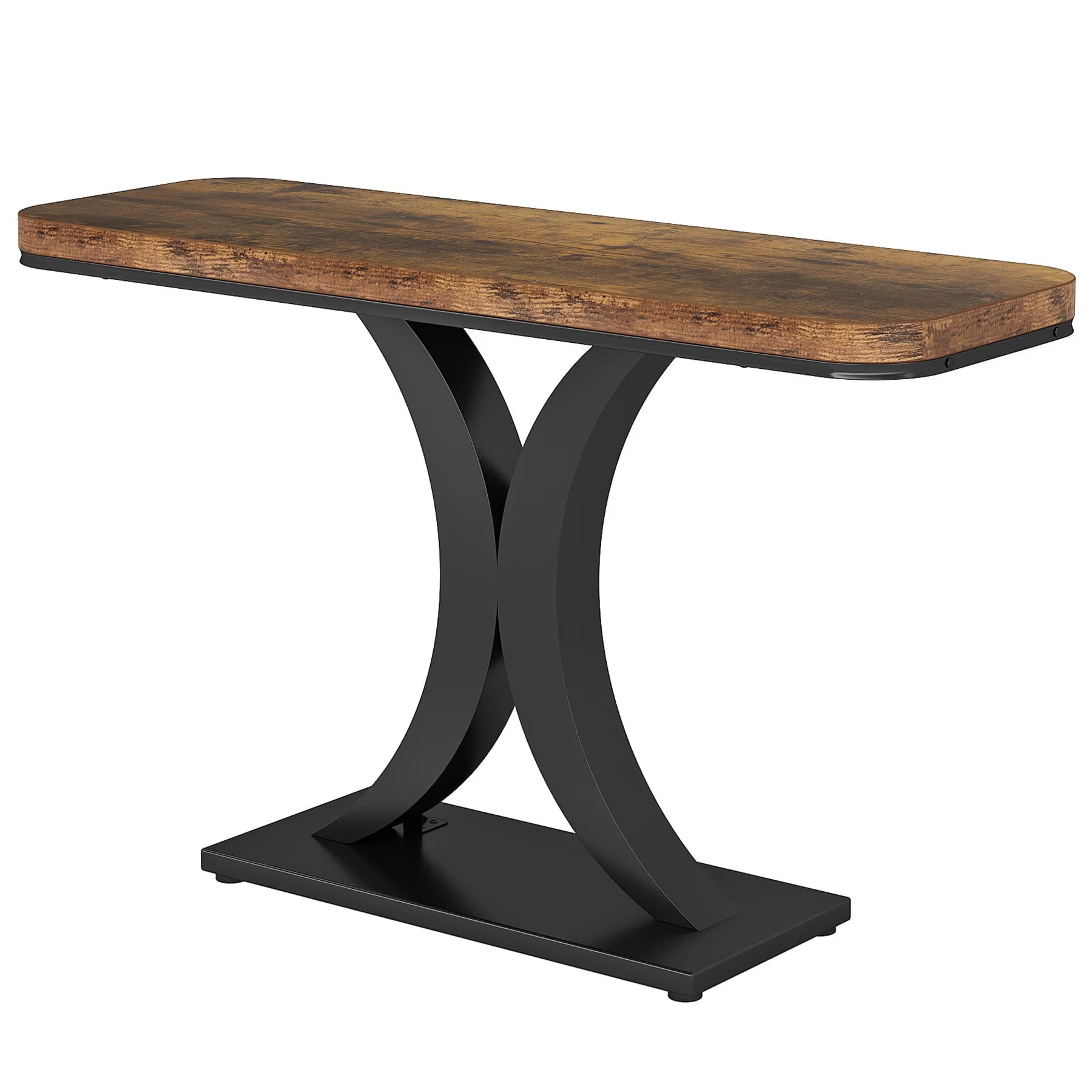 MAYEERTY 39.4" Industrial Console Table, Wood Entryway Sofa Table for Living Room, Hallway, Foyer, Rustic Brown