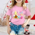 thumbnail image 2 of Toddler Girls Tops & T-Shirts Summer Happy Easter Bunny Kids Crew Neck Short Sleeve Tshirts Outwear,Pink,12-13 Years, 2 of 4
