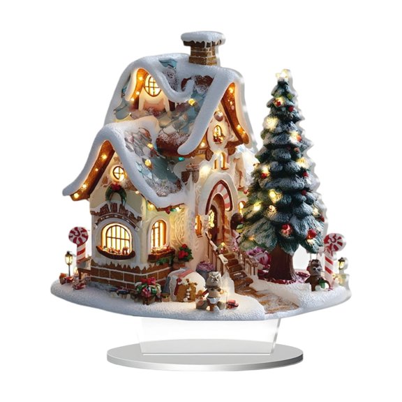 Lighted Christmas Village House with Tree and Snowy Roof Holiday Tabletop Resin Ornament for Home Decor Display