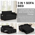 thumbnail image 5 of ShiKeyi 3 in 1 Convertible Sleeper Futon Sofa Bed, 55" Pull Out Sofa Bed with Storage Pocket/Side Pocket/2 Pillows for Living Room, Black, 5 of 6