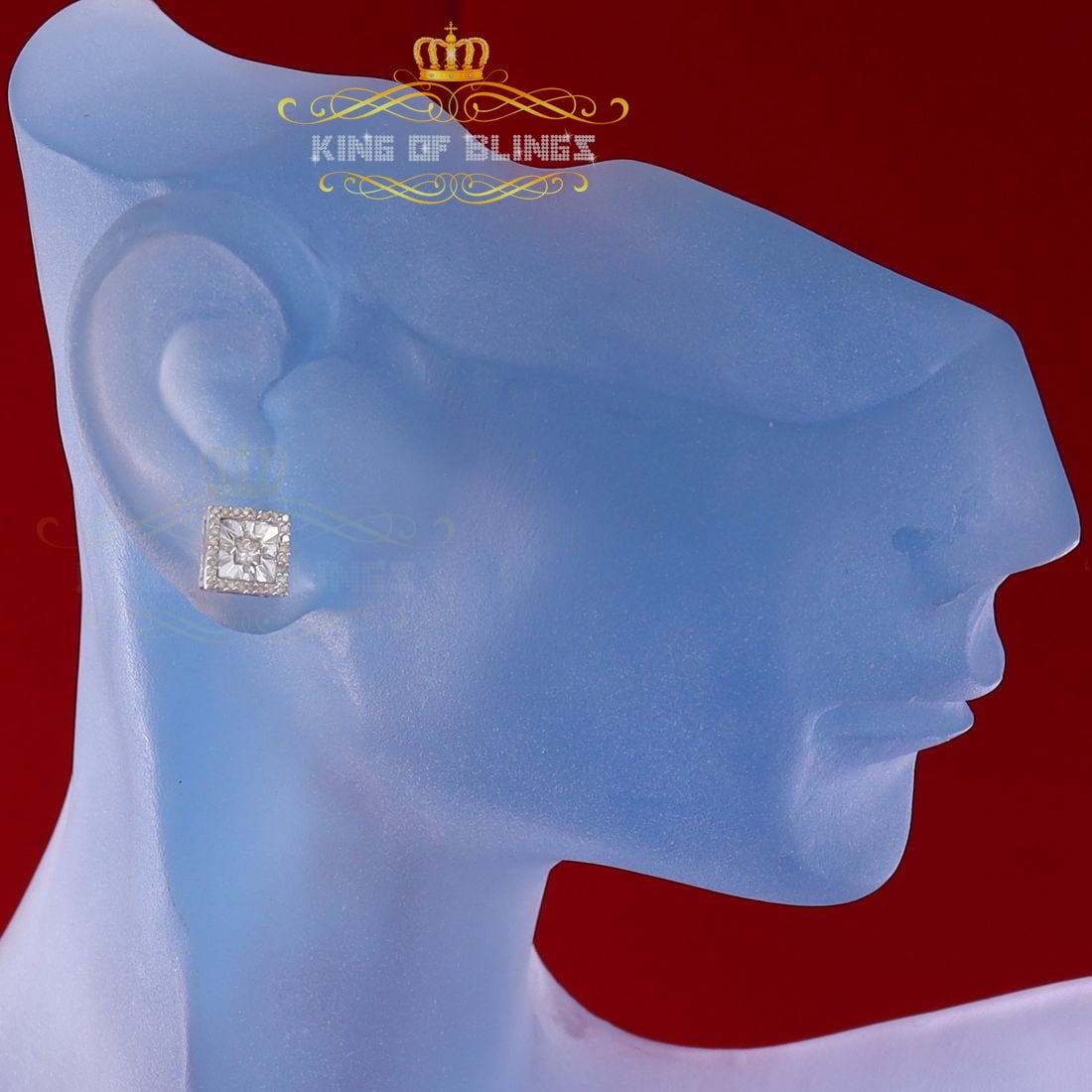 King of Bling's Aretes Para Hombre 925 White Silver 0.25ct Diamond Women's/ Men's Stud Earrings