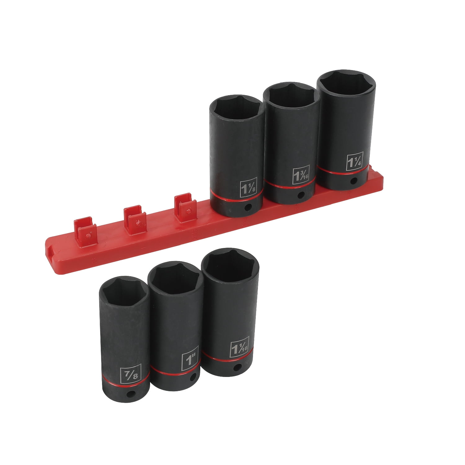 Hyper Tough 1/2-Inch Drive Large Impact Deep Socket Set, SAE, 7 Pieces