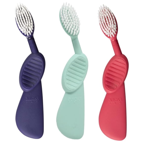 Radius Brosse à Dents Flex avec Poils Doux Sans BPA & Acceptée par l'ADA Conçue pour Améliorer la Santé des Gencives et Réduire les Problèmes - Main Gauche - Assorti