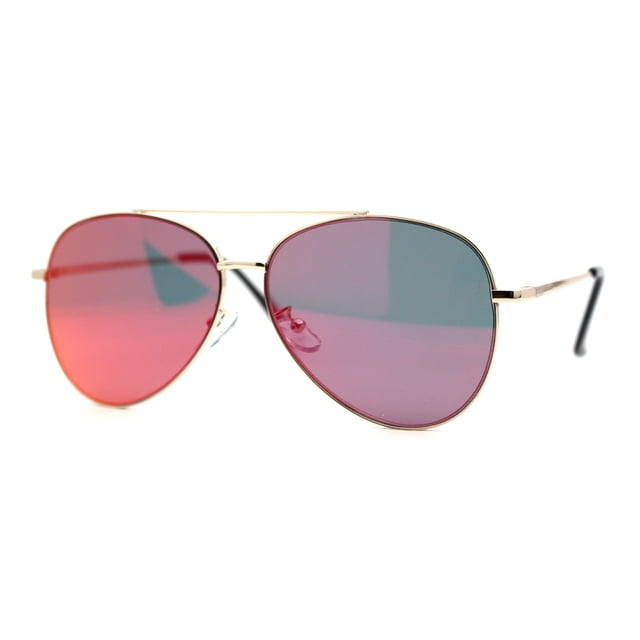 Iconic Officer Cop Sunglasses with Spectrum Color Mirror Lenses Gold Red Mirror