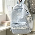 thumbnail image 4 of Blue Polka Dot Backpack, Aesthetic Daypack for with Lace Large Laptop Daypack, Lightweight study Bookbag with Spacious Main Compartment and Side Pockets, Travel Backpack for Teens, 4 of 6
