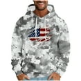 thumbnail image 2 of ZCFZJW Camo American Flag Print Hoodie Tops for Men Lightweight Casual Drawstring Long Sleeve Hooded Pullover Sweatshirts Trendy Comfy Athletic Patriotic Shirts with Pockets Gray L, 2 of 5