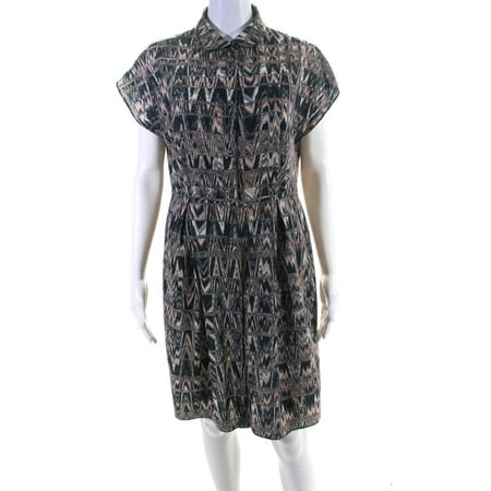 

Pre-owned|O 2nd Barneys COOP Womens Abstract Print Button Down Dress Multicolored Size 8