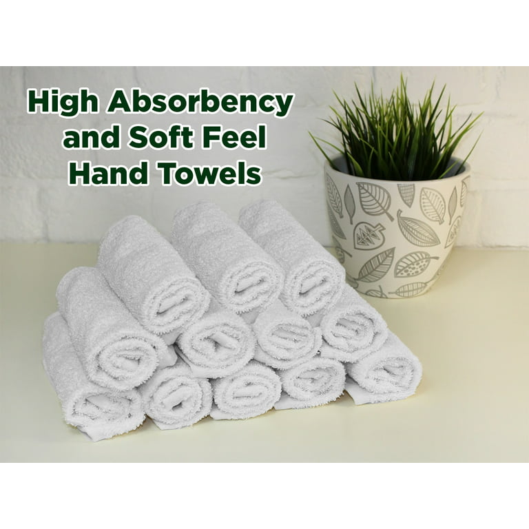Pacific Linens 16x27-Inch Hand Towels 24 Bulk Pack White, Super Absorbant  100% Cotton, Gym-Spa-Beauty Salon Towels, Bathroom, Kitchen