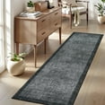 thumbnail image 2 of Garvee 2'x6' Modern Border Runner Rug Solid Neutral Rug, Washable Non Slip Soft Accent Carpet for Hallway Bedroom Home Decor, Dark Gray, 2 of 7