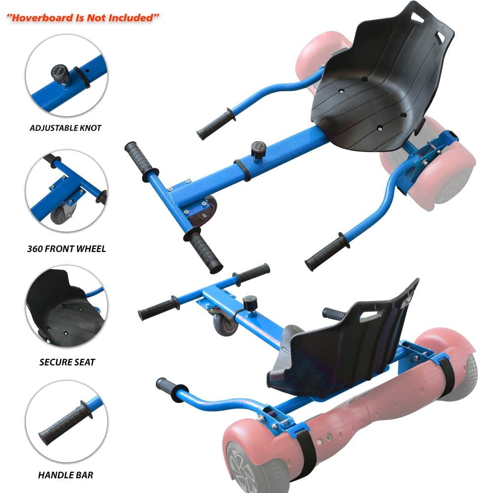 Hover Kart Go Kart Adjustable Seat Attachment for 6.5" Hover-Board Buggy - Blue
