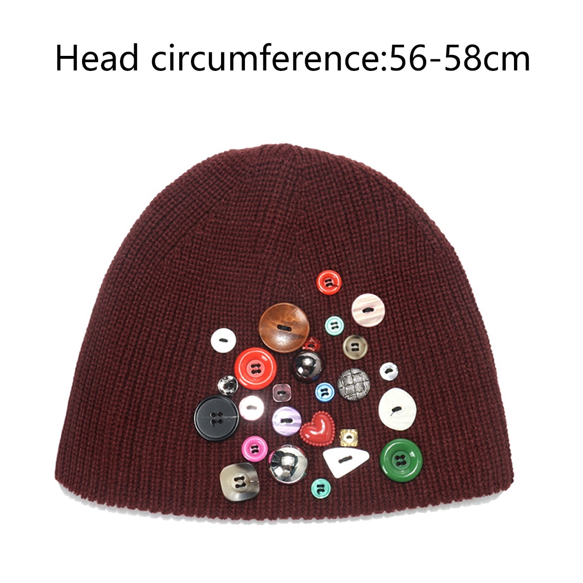 Colorful Buttons Knitted Beanie Y2K Buttons Skull Caps for