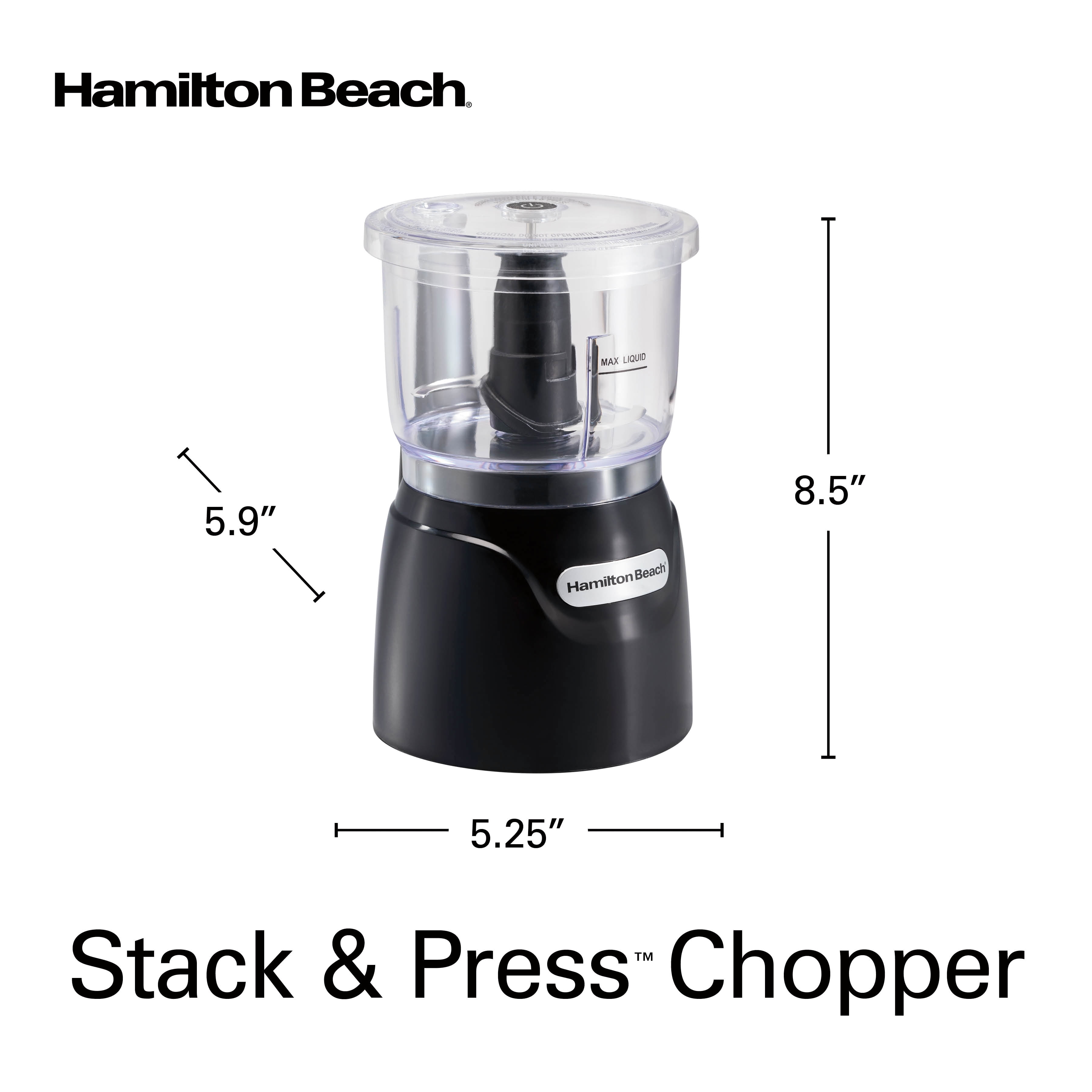 Hamilton Beach Cup Stack  Press Food Chopper, Black, 72850