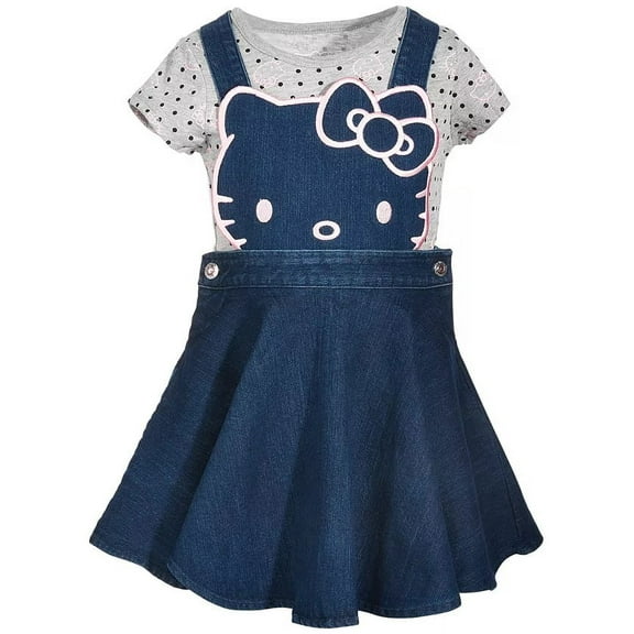 Hello Kitty DENIM BLUE Little Girls 2-Pc. Denim Skirtall & T-Shirt Set, US 5