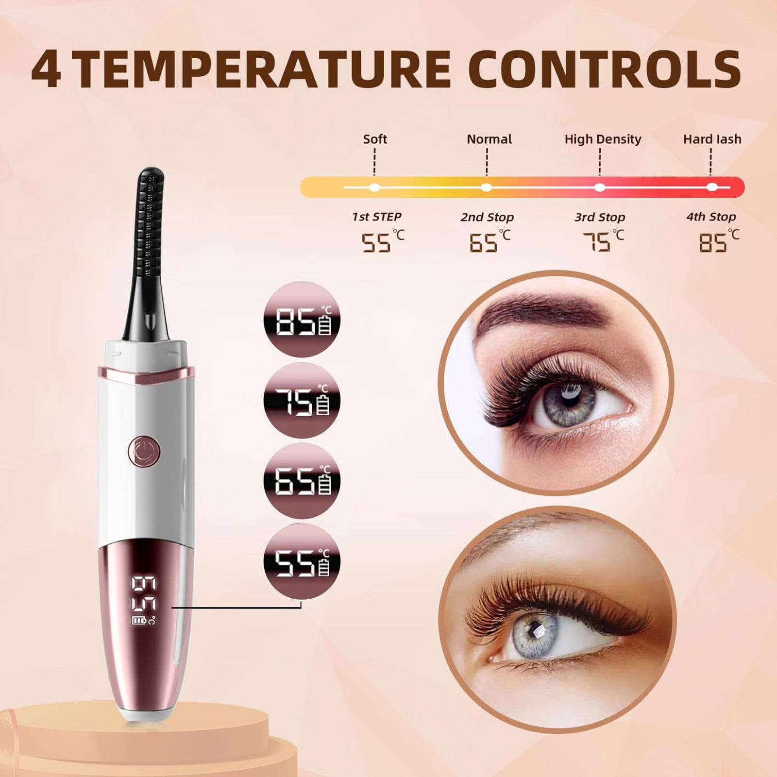 Portable Heated Eyelash Curler with Type-C Charging Cable, 1 Pcheated Eyelash Curlers Fast Heat up Within 10S 24 Hours Long Lasting Rechargeable Electric Eyelash Curler with Type C Makeup Organizers