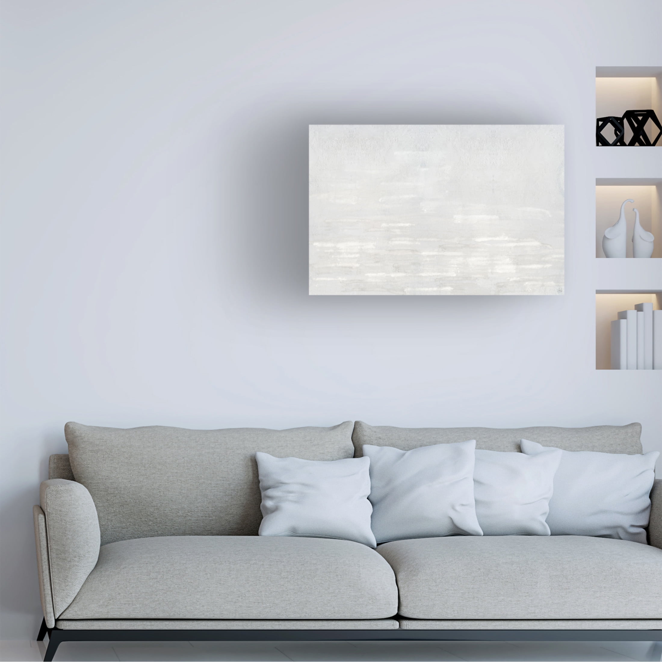 Canvas Wall Art - Line and Brush 'Textured White Neutral Layers 1' Wall Art for Living Room, Bedroom, or Office Décor by Trademark Fine Art - 47 x 30 Inches