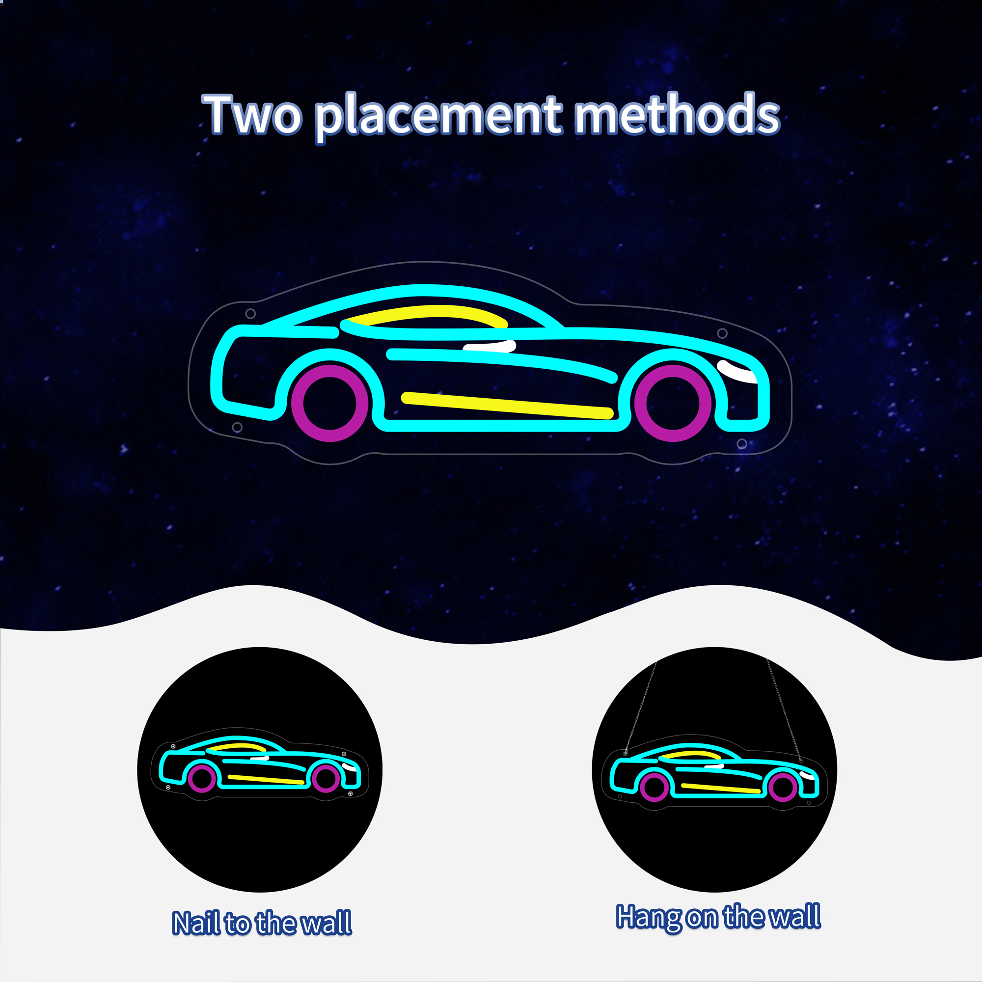 Sports Car Neon Sign for Wall Decor, Racing Car Led Signs, Dimmable Neon Light Sign for Bedroom, Game Room, Living Room, Bar Decoration, USB Powered Light Up Signs for Man Cave