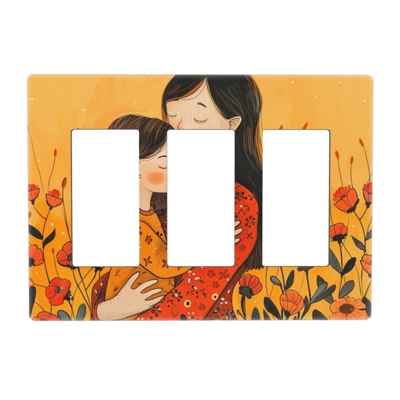 Hand Drawing Love Mothers Day Switch Cover Decorative Wall Plate 3-Gang Screwless Standard Size