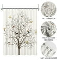 thumbnail image 4 of Tree Shower Curtain with Bird,White Gray Bath Curtains Rustic Bathroom Decor with Hooks 72x72, 4 of 8