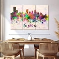 thumbnail image 3 of Elephant Stock Austin Skyline Colors Wall Art - Horizontal Multi Panel Canvas - Living Room Wall Decor - City Multi Panel - Purple And Green Decor - 65" x 42", 3 of 8
