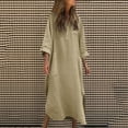 thumbnail image 2 of Ashirexll Long Sleeve Maxi Dress, Womens Fall Dresses, Womens Long Sleeve Dresses Solid Color Turndown Collar Button Pocket Long Dress, 2 of 6