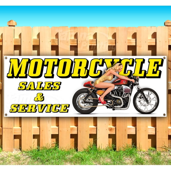 Motorcycle Sales And Service 13 oz Vinyl Banner With Metal Grommets
