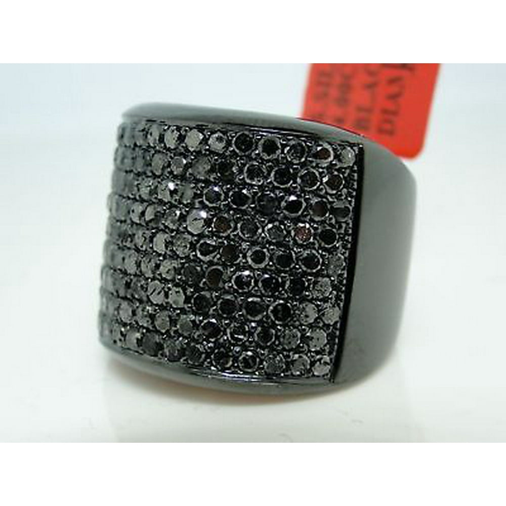 Jewelry Unlimited Mens Black On Black Diamonds Pave 21 Mm Band Pinky
