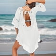 thumbnail image 4 of HOWPAY Bathing Suit Cover up for Women Summer Hollow Out Swimsuit Long Sleeve Cover up Beach Dress Crochet Swimwear Vacation Outfits White One Size, 4 of 4
