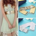 thumbnail image 2 of Huanledash Women's Cool Punk Sparkling Sequins Elastic Stretch Wide Waistband Waist Belt, 2 of 3