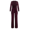 thumbnail image 4 of Plus Size Jumpsuit For Women V Neck Solid Color Long Sleeve Jumpsuit With Wide Legs For Autumn And Winter Pants Rompers for Women Harem Jumpsuit for Women plus Size Pant Romper Petite Jumpsuit Ruffle, 4 of 4