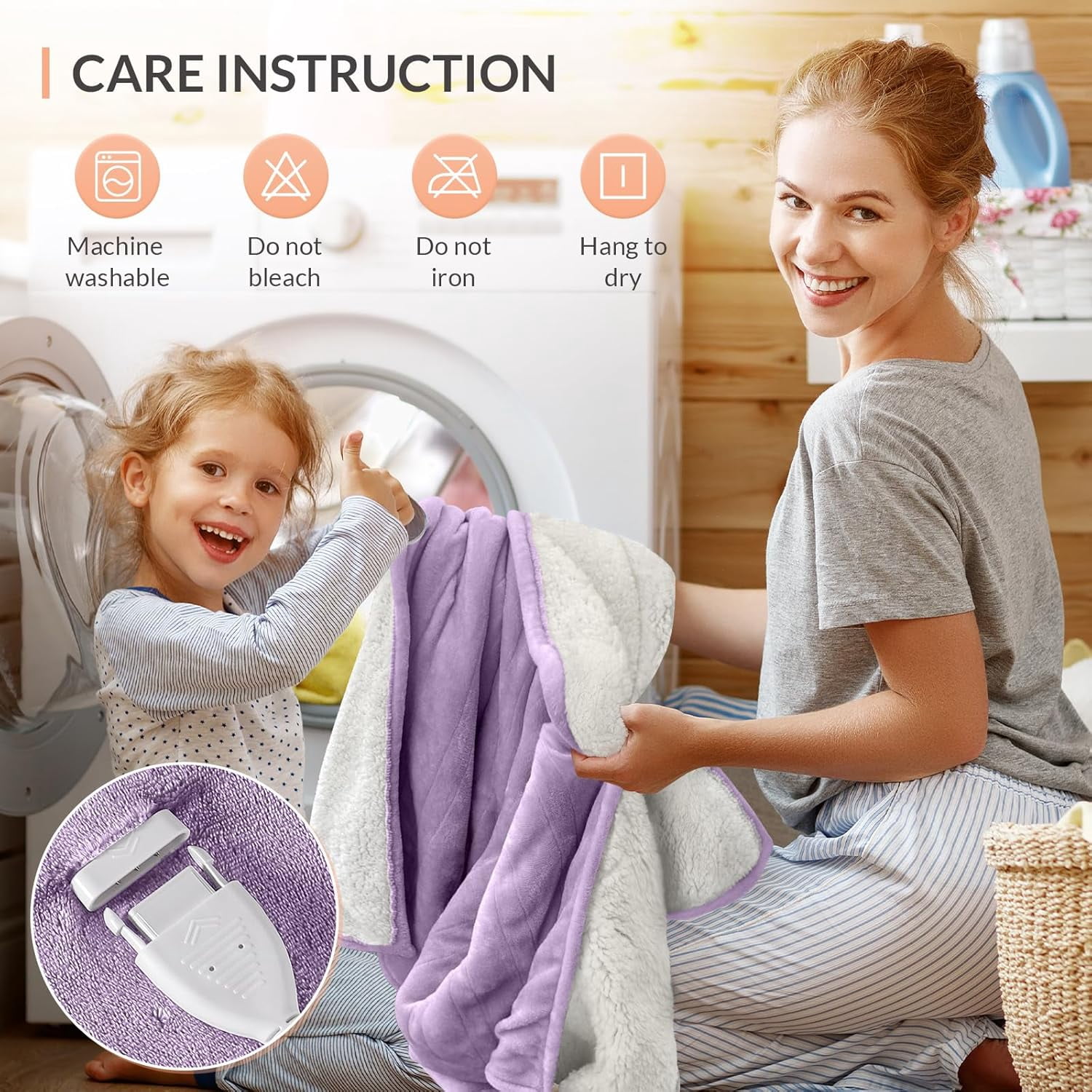 LuxeHeat Heated Blanket Electric Blanket, Soft Flannel Sherpa Heated Throw, Heating Blanket with 5 Heat Settings, 3 hrs Timer Auto Shut Off (50x60 inches, Purple)