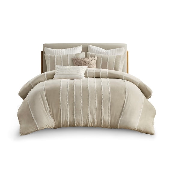 Gracie Mills Ara 3 Piece Striped Cotton Duvet Cover Set - GRACE-15863