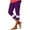 Purple, variant on Frostluinai Capri Leggings for Women High Waisted Lace Hem Slim Fit Capris Soft Yoga Workout Pants Plus Size Solid Color Leggings