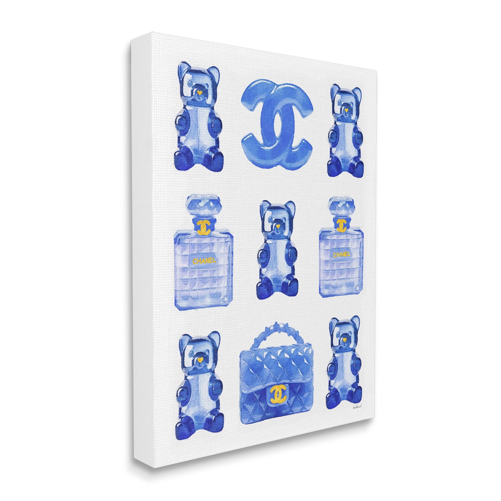 Stupell Industries Blue Glam Gummy Candy Beauty & Fashion Painting Gallery Wrapped Canvas Art Print Wall Art, 16 x 20