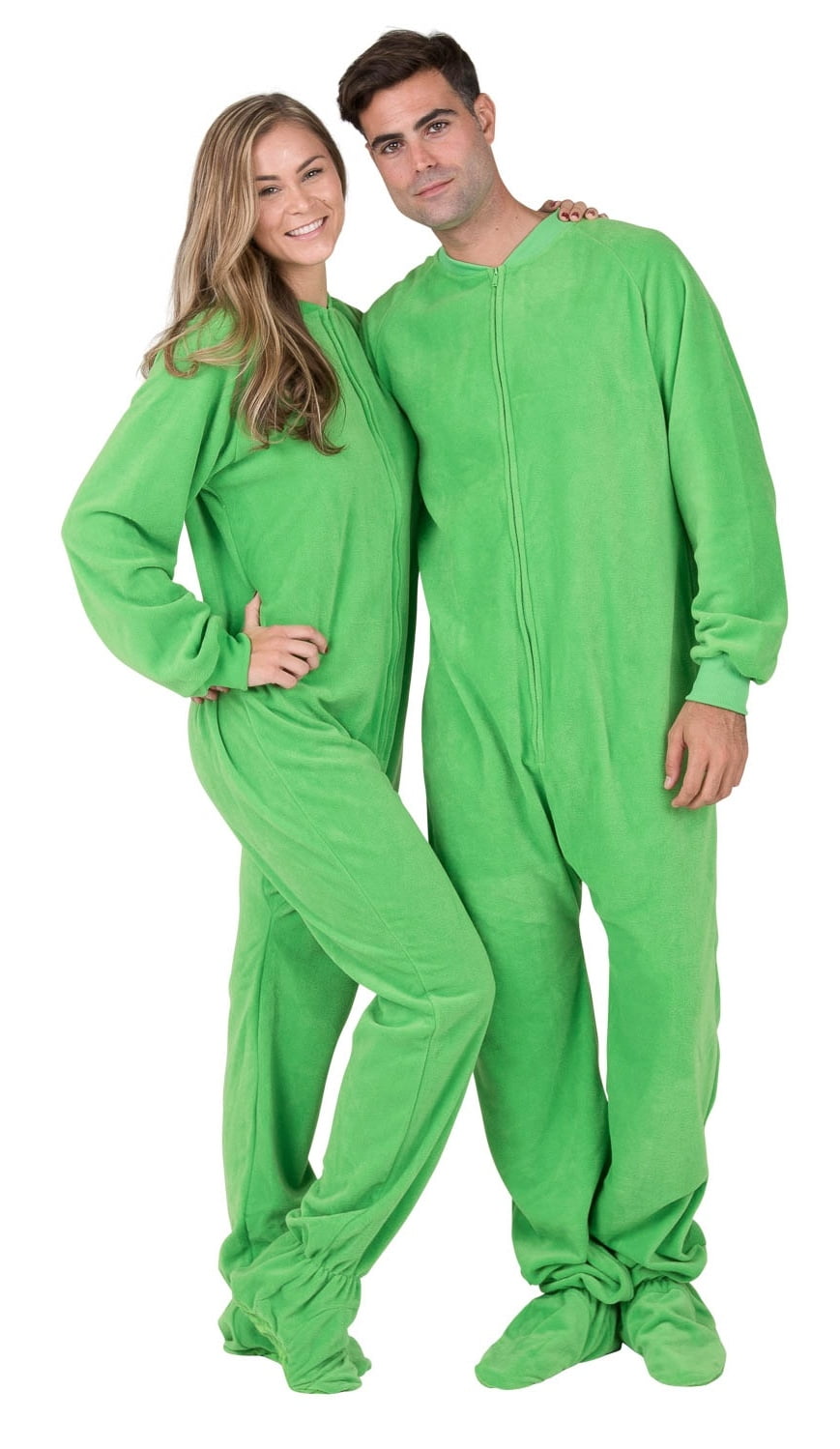 Footed Pajamas Footed Pajamas Emerald Green Adult Fleece Onesie