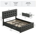 thumbnail image 3 of EDTara Upholstered Full/Queen Bed Frame with 4 Storage Drawers, Button Tufted Headboard, Linen Platform Frame with Wooden Slats, No Box Spring Required, 3 of 7