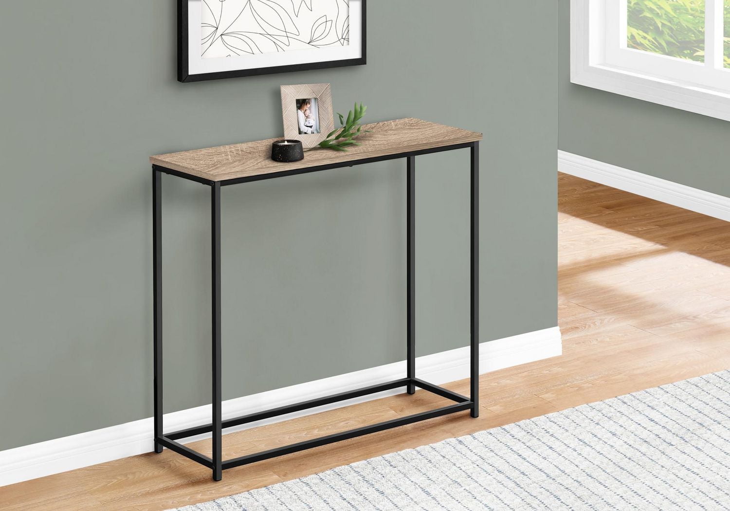 Monarch Specialties Accent Table, Console, Entryway, Narrow, Sofa, Living Room, Bedroom, Metal, Laminate, Brown, Black, Contemporary, Modern
