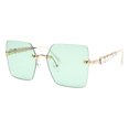 thumbnail image 1 of Rimless Square Sunglasses Womens Rhinestones Star Studded Shades Gold, Green, 1 of 4