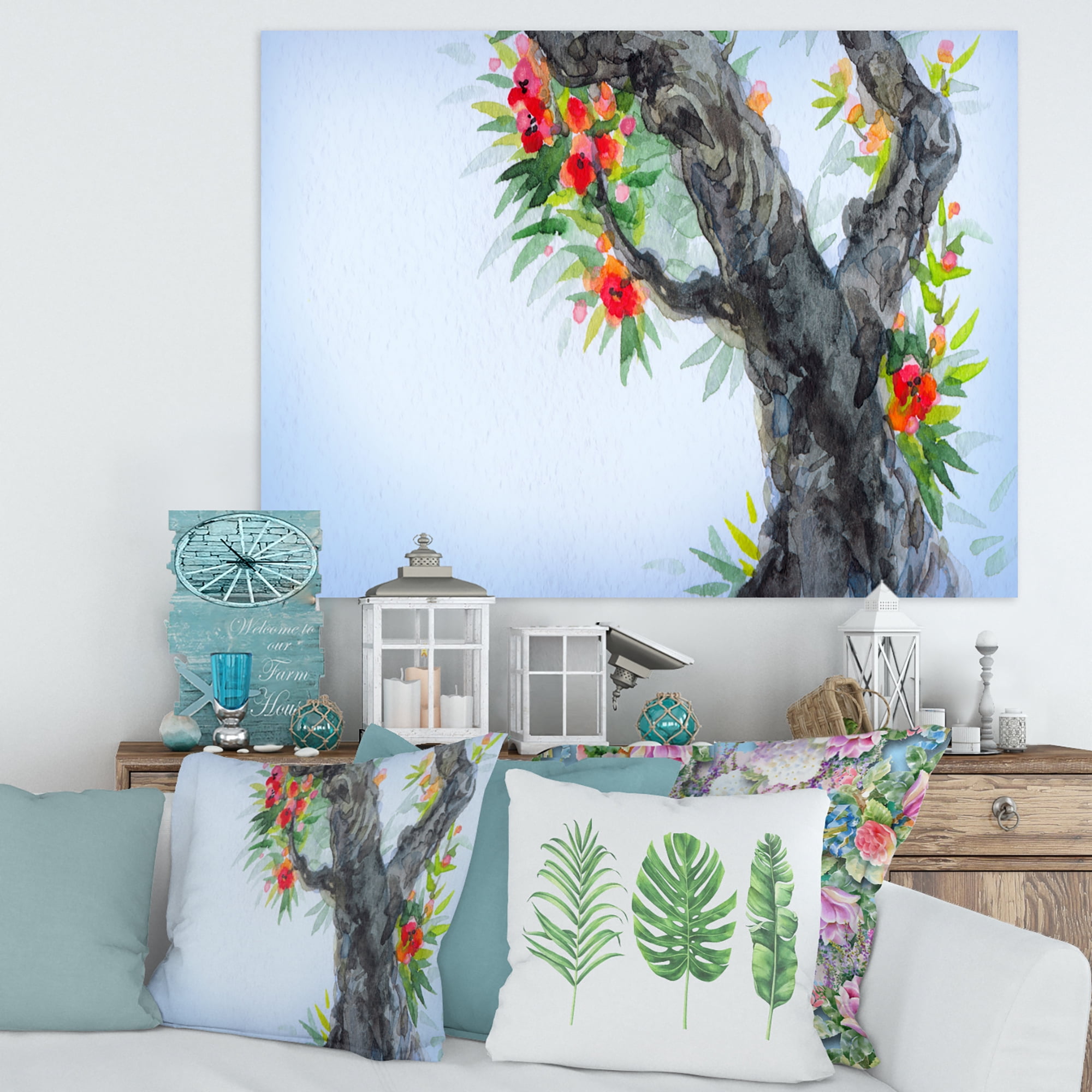 Designart ' Blooming Flowers Of An Old Tree In Spring I ' Traditional Canvas Wall Art Print