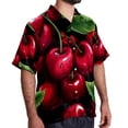 thumbnail image 2 of Cherry Men's Short Sleeve Button Down Poplin Casual Beach Shirts, 2 of 6