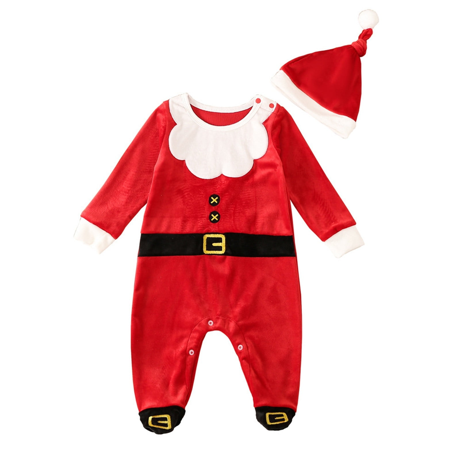 2025 Christmas Outfit Chickpea Clothes Boys Girls Santa Glitter Romper Jumpsuit Xmas Gender Neutral Clothes Playsuit Hat Set