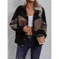 thumbnail image 5 of Womens Western Embroidered Corduroy Jacket Long Sleeve Button Down Casual Shackets Coat Fall Outwear Black M, 5 of 8