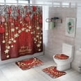 thumbnail image 3 of SUNSIOM Ensemble de Rideau de Douche Imprimé de Noël avec Cloche Étoilée, Tapis de Bain, 3 of 5