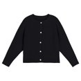 thumbnail image 5 of Xudanell Girls Cardigan School Uniform Sweater Solid Crew Neck Long Sleeve Cotton Sweaters Jackets (Black,7-8 Y), 5 of 5