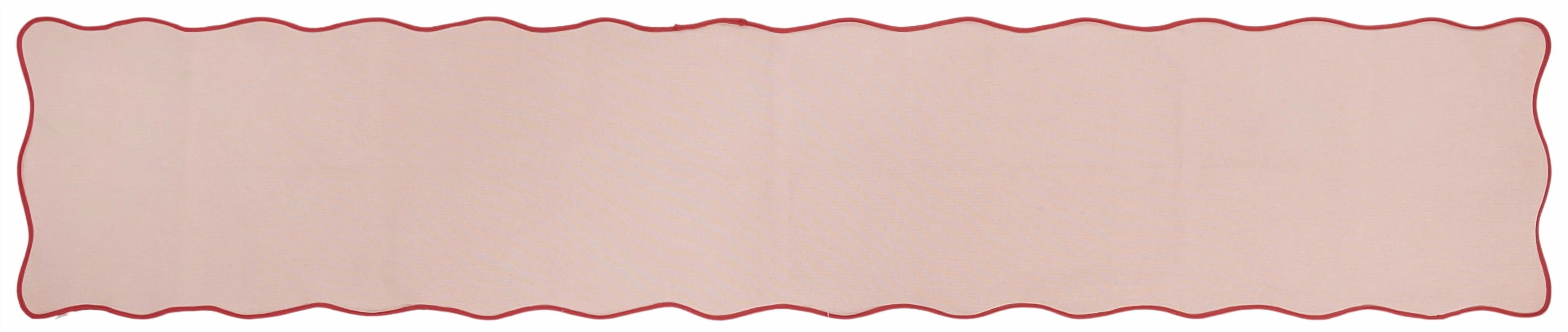 Scallop Table Runner - 14" x 90" - 100% Cotton, Pink & Red