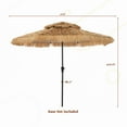 thumbnail image 2 of Mondawe 9FT Solar Thatched Tiki Umbrella with 28.7lbs Base Included for Table, Hawaiian Style Beach Umbrella with Crank and 32 LED Ligths for Tiki Bar, Pool, Patio, Beach,Brown, 2 of 8