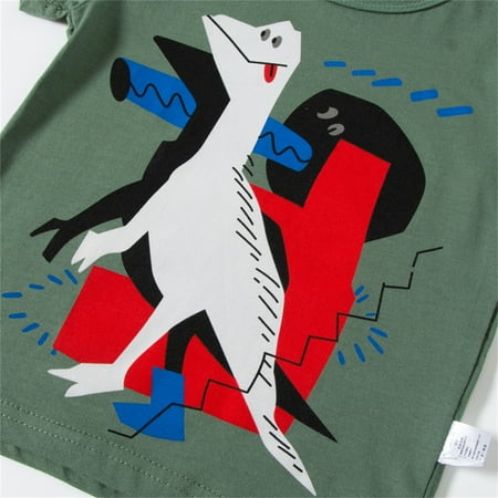 

nsendm Toddler Kids Baby Boys Girls Summer Cartoon Dinosaur Short Sleeve Crewneck T Shirts Tops Tee Clothes For Thermal Kids Shirt Yellow 4-5 Years
