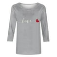thumbnail image 4 of YUNAFFT Valentine Print Loose Fit Comfortable Stretchy Round Neck 3/4 Sleeve Top for Women Casual Breathable Soft Fabric Blouse T-Shirt, 4 of 5